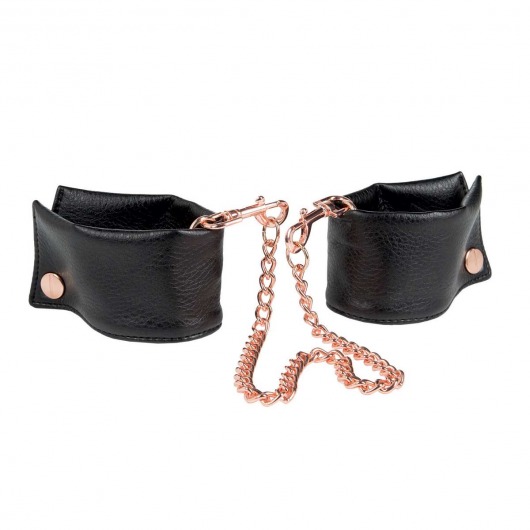 Черные мягкие наручники Entice French Cuffs с цепью - California Exotic Novelties - купить с доставкой в Новошахтинске