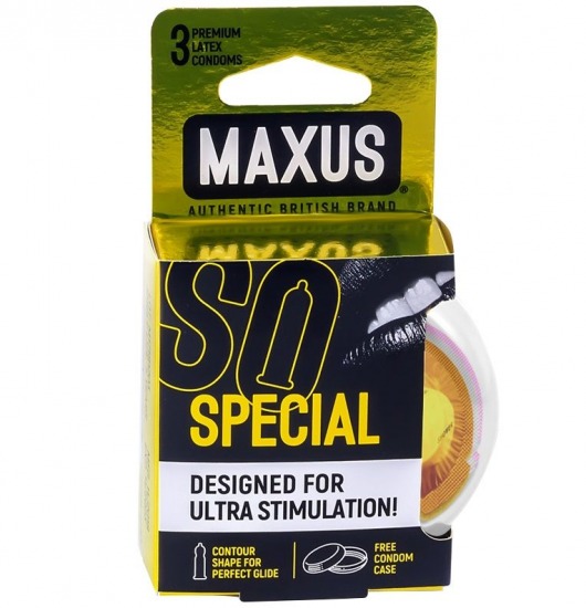 Презервативы с точками и рёбрами в пластиковом кейсе MAXUS Special - 3 шт. - Maxus - купить с доставкой в Новошахтинске