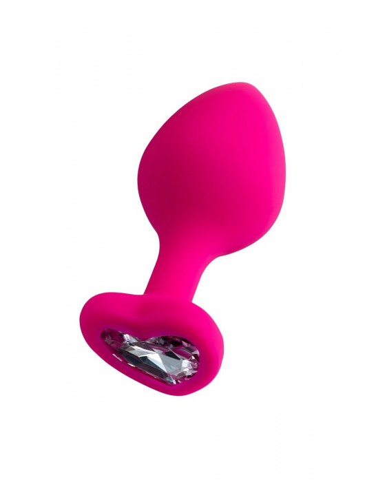 Розовая анальная втулка Diamond Heart с прозрачным кристаллом - 8 см. - ToyFa - купить с доставкой в Новошахтинске