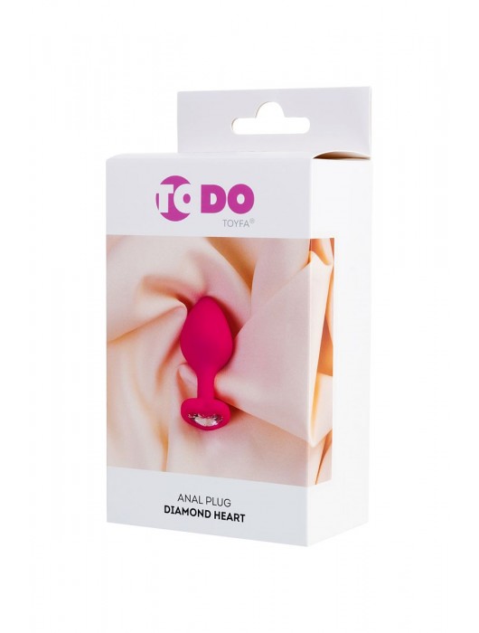 Розовая анальная втулка Diamond Heart с прозрачным кристаллом - 8 см. - ToyFa - купить с доставкой в Новошахтинске