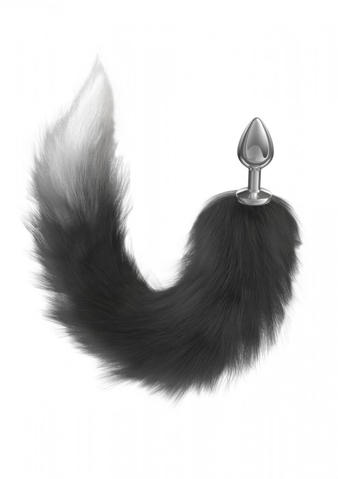 Серебристая анальная пробка с черным хвостом Galaxy - Lola Games - купить с доставкой в Новошахтинске