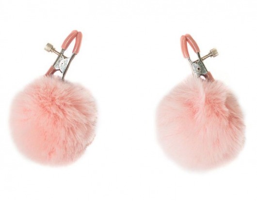Зажимы на соски Angelic с розовыми меховыми шариками - Lola Games - купить с доставкой в Новошахтинске