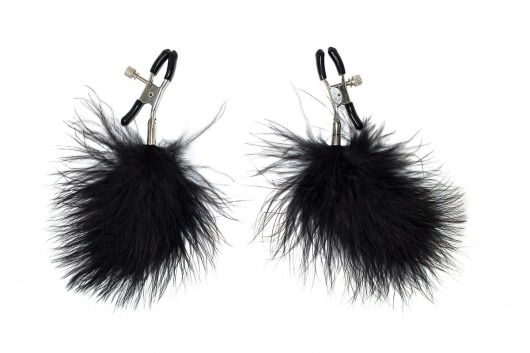 Зажимы на соски с черным пухом Euphoric - Lola Games - купить с доставкой в Новошахтинске