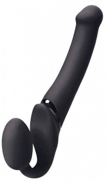 Черный безремневой вибрострапон Silicone Bendable Strap-On M - Strap-on-me - купить с доставкой в Новошахтинске