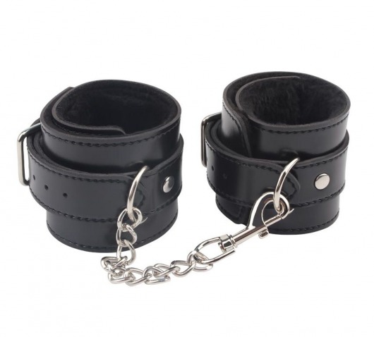Черные оковы на ноги Obey Me Leather Ankle Cuffs - Chisa - купить с доставкой в Новошахтинске