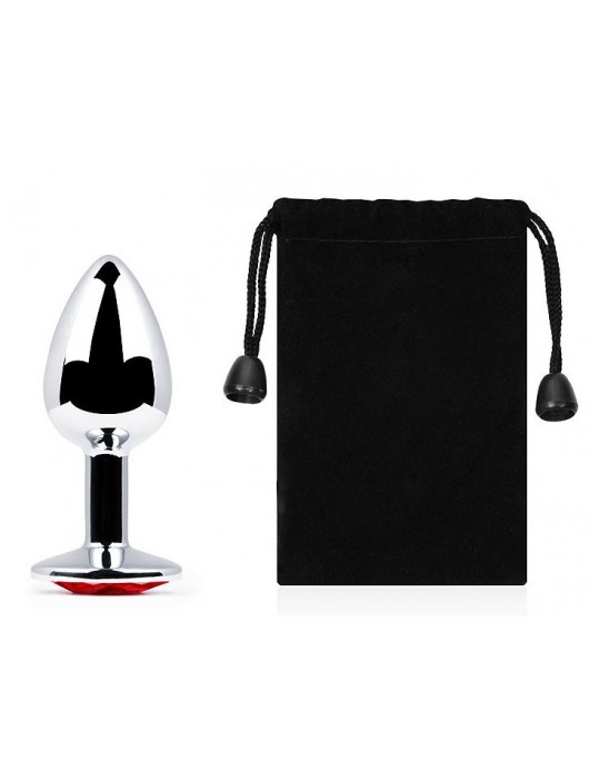 Серебристая анальная пробка с красным стразом - 7,2 см. - Anal Jewelry Plug - купить с доставкой в Новошахтинске