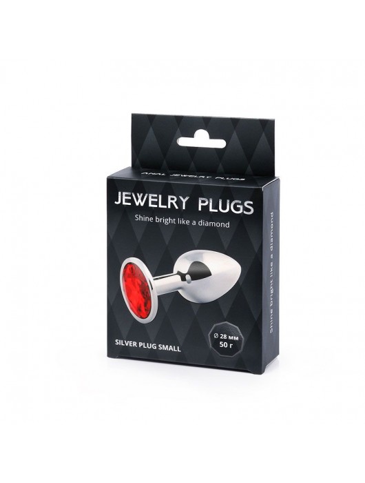 Серебристая анальная пробка с красным стразом - 7,2 см. - Anal Jewelry Plug - купить с доставкой в Новошахтинске