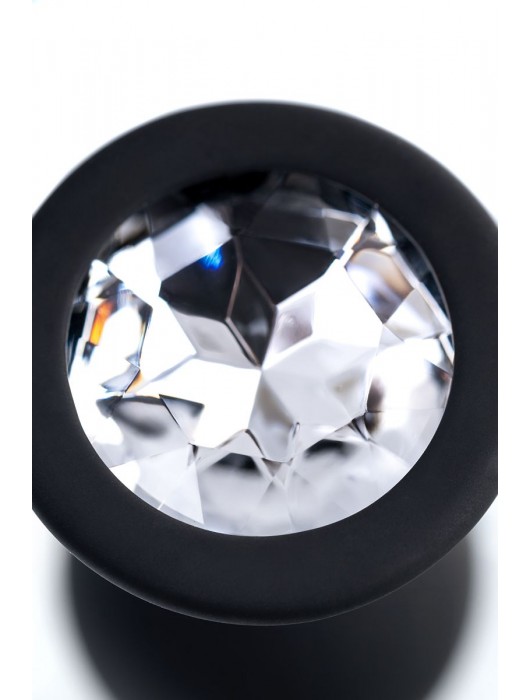 Черная анальная втулка с прозрачным стразом - 7,2 см. - POPO Pleasure - купить с доставкой в Новошахтинске