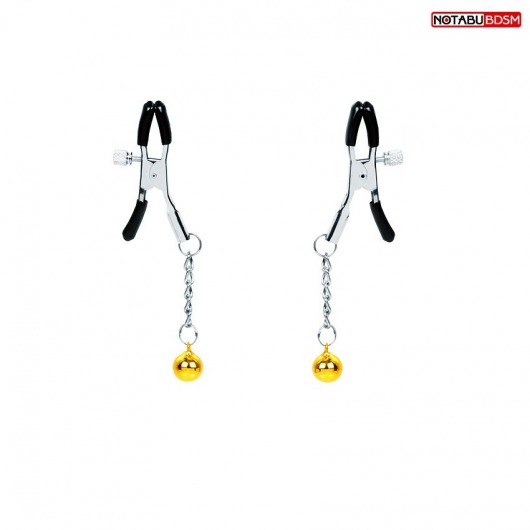 Оригинальные зажимы на соски с желтыми шариками - Notabu - купить с доставкой в Новошахтинске