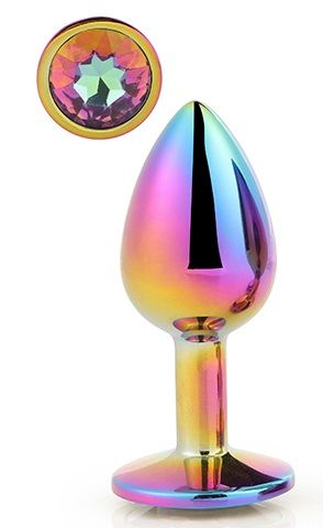 Голографическая анальная втулка с радужным кристаллом - 7,1 см. - Dream Toys - купить с доставкой в Новошахтинске