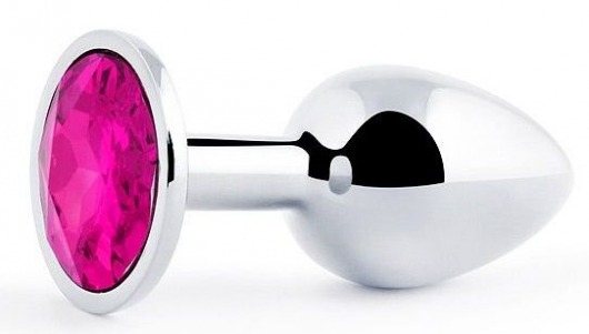 Серебристая анальная пробка с малиновым кристаллом - 7,2 см. - Anal Jewelry Plug - купить с доставкой в Новошахтинске
