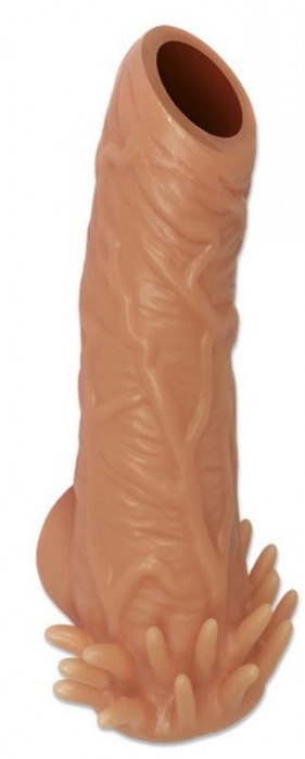 Телесная насадка с усиками и открытой головкой Nude Sleeve M - 12 см. - KOKOS - в Новошахтинске купить с доставкой