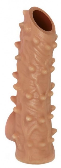 Телесная насадка с шипами и открытой головкой Nude Sleeve L - 14 см. - KOKOS - в Новошахтинске купить с доставкой