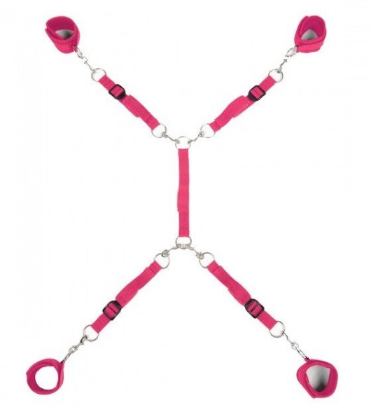 Ярко-розовый набор фиксаций на кровати Classic Bed Spreader - Lux Fetish - купить с доставкой в Новошахтинске