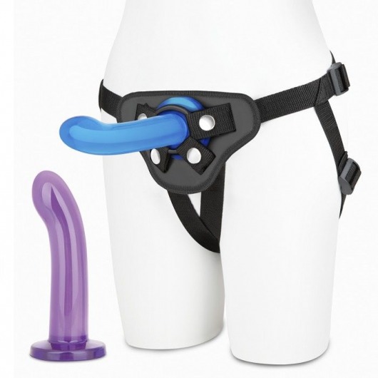 Страпон унисекс Beginners Strap-On с 2 насадками - 15 и 13 см. - Lux Fetish - купить с доставкой в Новошахтинске