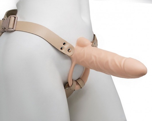 Телесный фаллопротез MEN STYLE с анальным стимулятором - 17,5 см. - LOVETOY (А-Полимер) - купить с доставкой в Новошахтинске