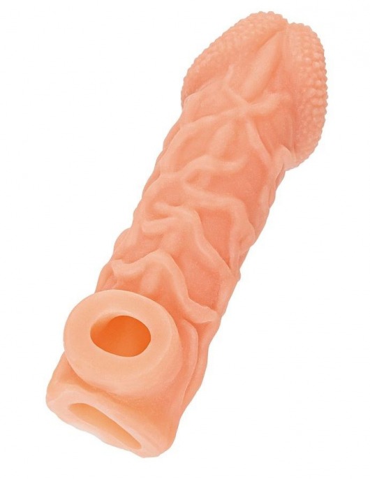 Телесная закрытая насадка с венками Cock Sleeve Size S - 13,8 см. - KOKOS - в Новошахтинске купить с доставкой