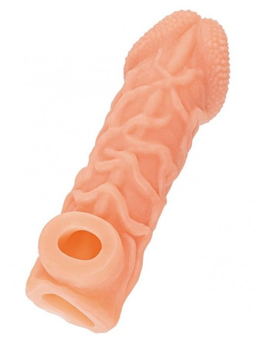 Телесная закрытая насадка с венками Cock Sleeve Size L - 17,6 см. - KOKOS - в Новошахтинске купить с доставкой