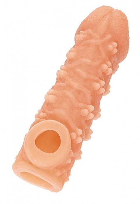 Телесная закрытая насадка с пучками шишечек Cock Sleeve Size L - 17,6 см. - KOKOS - в Новошахтинске купить с доставкой