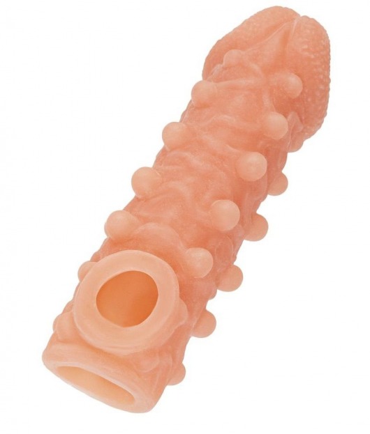 Телесная закрытая насадка с шариками Cock Sleeve Size M - 15,6 см. - KOKOS - в Новошахтинске купить с доставкой