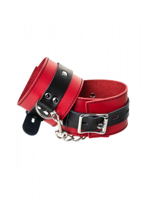 Красно-черные оковы на ноги из кожи - ToyFa - купить с доставкой в Новошахтинске