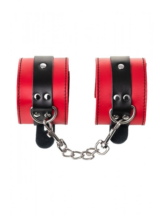 Красно-черные оковы на ноги из кожи - ToyFa - купить с доставкой в Новошахтинске