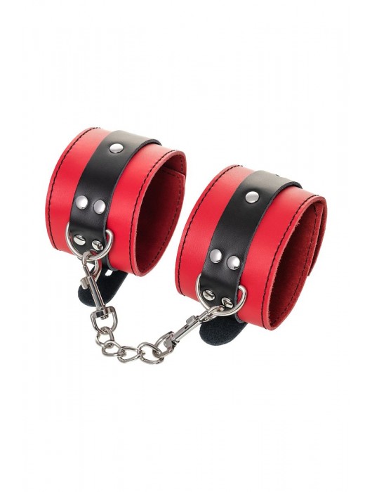 Красно-черные оковы на ноги из кожи - ToyFa - купить с доставкой в Новошахтинске