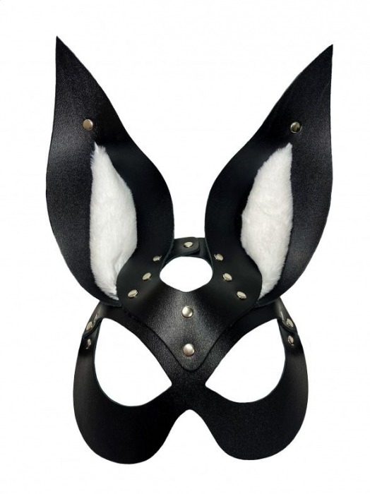 Черная маска зайки с белым мехом на ушках Miss Bunny - БДСМ Арсенал - купить с доставкой в Новошахтинске