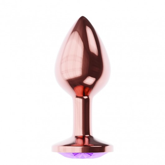 Пробка цвета розового золота с фиолетовым кристаллом Diamond Amethyst Shine L - 8,3 см. - Lola Games - купить с доставкой в Новошахтинске