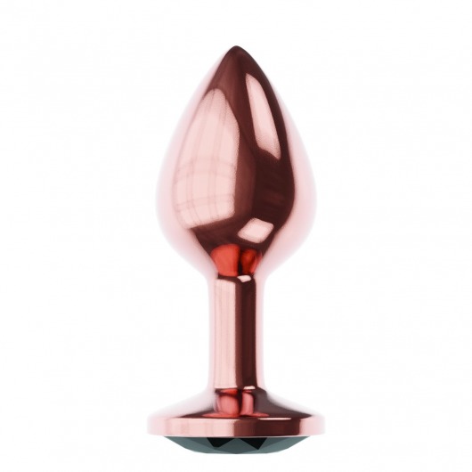 Пробка цвета розового золота с черным кристаллом Diamond Jet Shine L - 8,3 см. - Lola Games - купить с доставкой в Новошахтинске