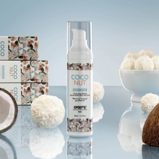 Разогревающее массажное масло с ароматом кокоса Gourmet Coconut - 50 мл. - Exsens - купить с доставкой в Новошахтинске