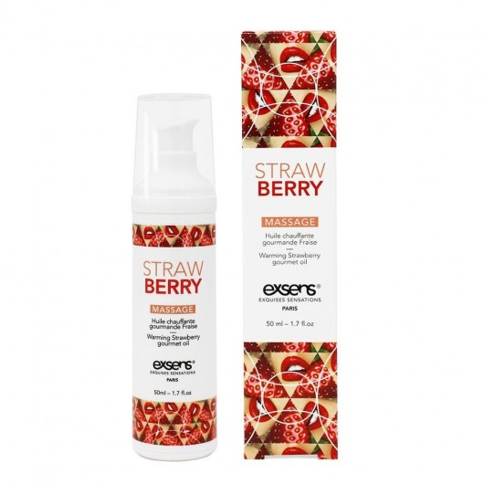Разогревающее массажное масло  с ароматом клубники Gourmet Strawberry - 50 мл. - Exsens - купить с доставкой в Новошахтинске