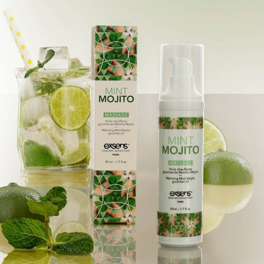 Разогревающее массажное масло с ароматом мохито Gourmet Mint Mojito - 50 мл. - Exsens - купить с доставкой в Новошахтинске