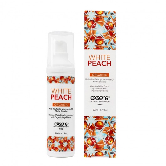 Разогревающее массажное масло Gourmet White Peach Organic с органическими ингредиентами - 50 мл. - Exsens - купить с доставкой в Новошахтинске