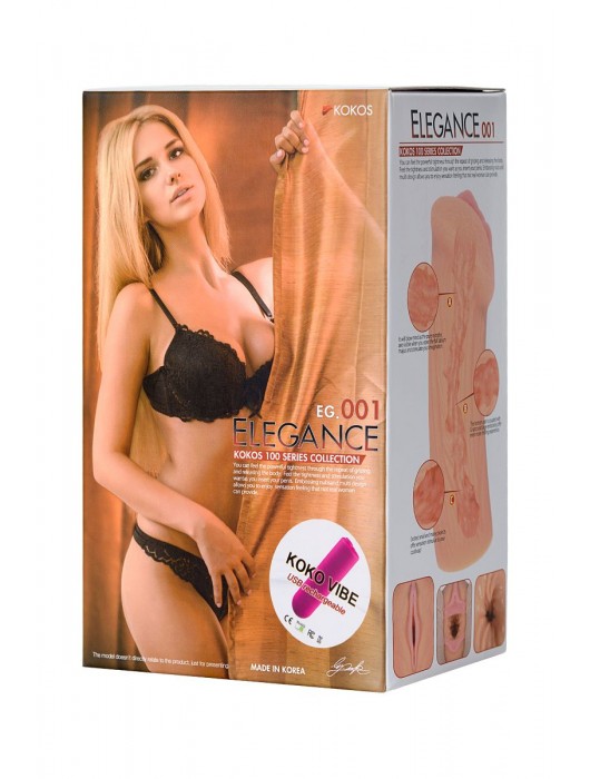 Реалистичный мастурбатор-вагина телесного цвета Elegance.001 с вибрацией - KOKOS - в Новошахтинске купить с доставкой