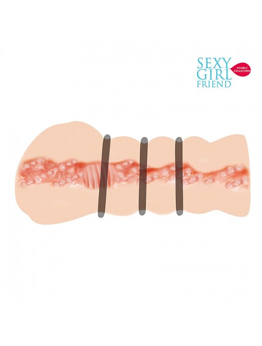 Телесный мастурбатор-вагина с комплектом эрекционных колец - Bior toys - в Новошахтинске купить с доставкой