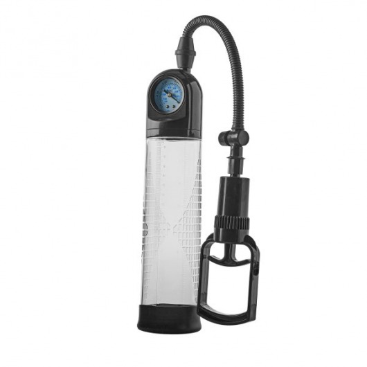 Прозрачная вакуумная помпа с манометром Deluxe Penis Pump - Dream Toys - в Новошахтинске купить с доставкой