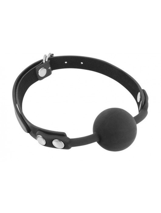 Черный силиконовый кляп-шарик на ремешках - Fetish Tentation - купить с доставкой в Новошахтинске