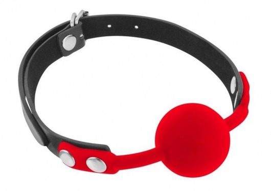 Красный кляп-шарик на черных ремешках - Fetish Tentation - купить с доставкой в Новошахтинске