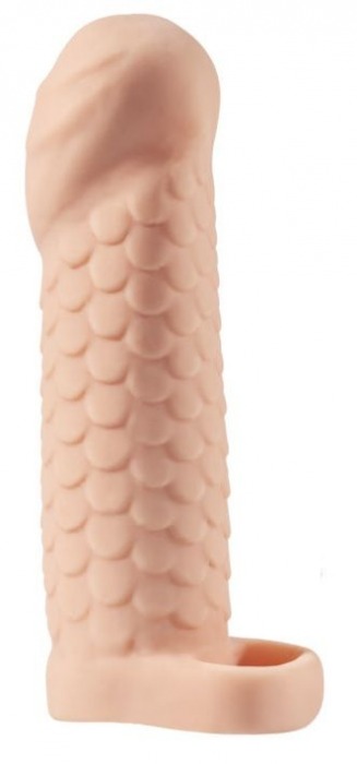 Телесная рельефная насадка-удлинитель KLEON с подхватом - 15 см. - Sitabella - в Новошахтинске купить с доставкой