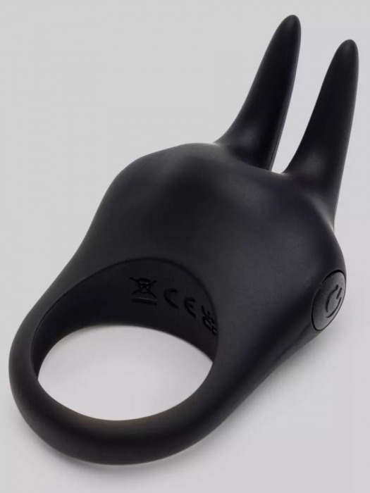 Черное эрекционное виброкольцо Sensation Rechargeable Vibrating Rabbit Love Ring - Fifty Shades of Grey - в Новошахтинске купить с доставкой