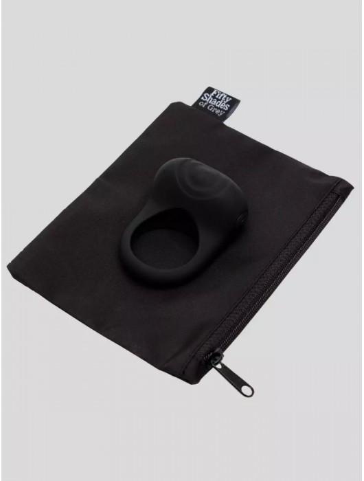 Черное эрекционное виброкольцо Sensation Rechargeable Vibrating Love Ring - Fifty Shades of Grey - в Новошахтинске купить с доставкой