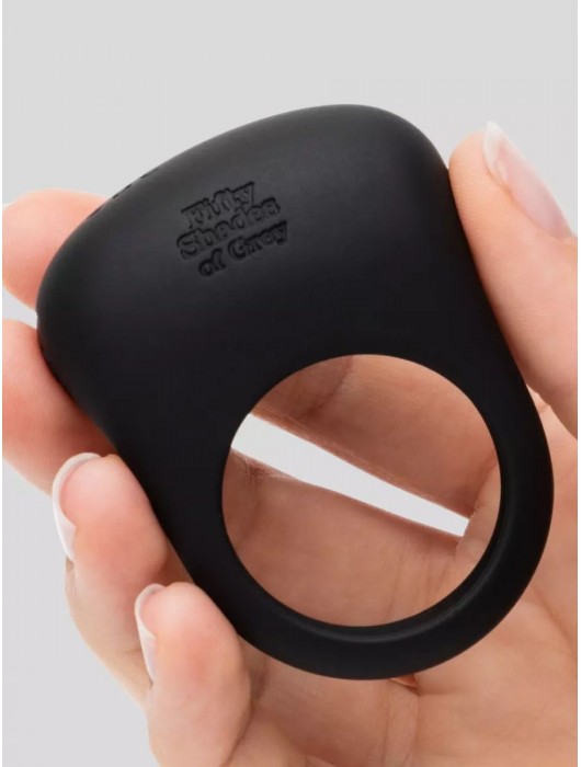 Черное эрекционное виброкольцо Sensation Rechargeable Vibrating Love Ring - Fifty Shades of Grey - в Новошахтинске купить с доставкой
