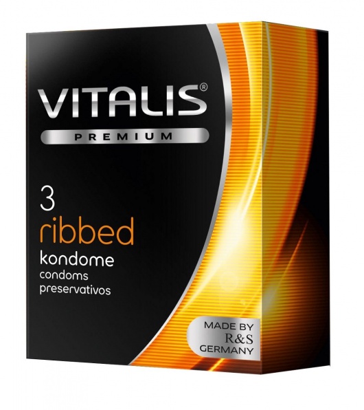 Ребристые презервативы VITALIS PREMIUM ribbed - 3 шт. - Vitalis - купить с доставкой в Новошахтинске