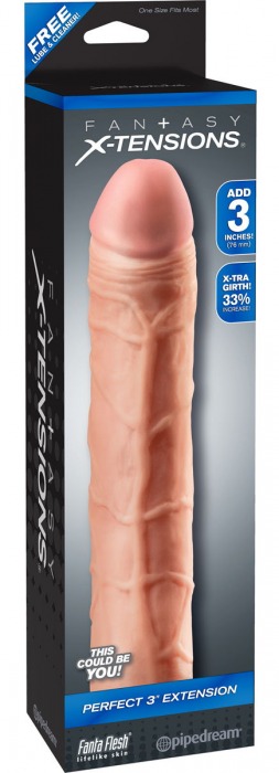 Телесная удлиняющая насадка Perfect 3 Extension - 22 см. - Pipedream - в Новошахтинске купить с доставкой