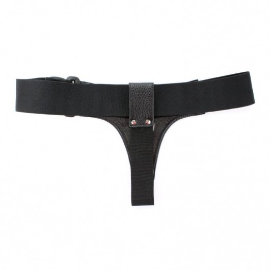 Чёрные трусики для страпона из натуральной кожи - БДСМ Арсенал - купить с доставкой в Новошахтинске