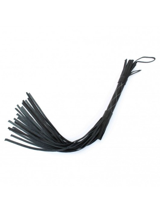 Аккуратная чёрная плетка  из натуральной кожи - БДСМ Арсенал - купить с доставкой в Новошахтинске