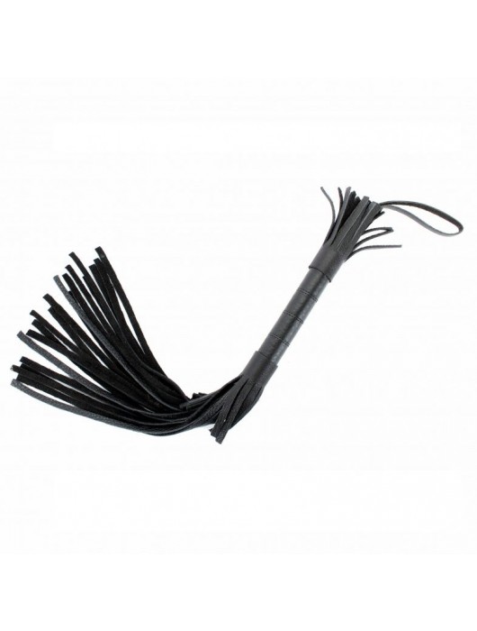 Короткая чёрная плетка из натуральной кожи - БДСМ Арсенал - купить с доставкой в Новошахтинске