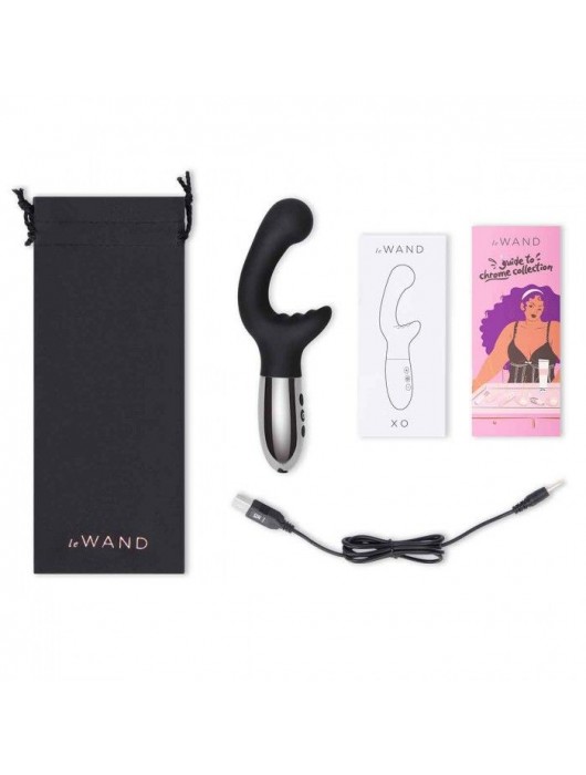 Черный вибромассажер с двумя моторами Le Wand XO - 19 см. - Le Wand