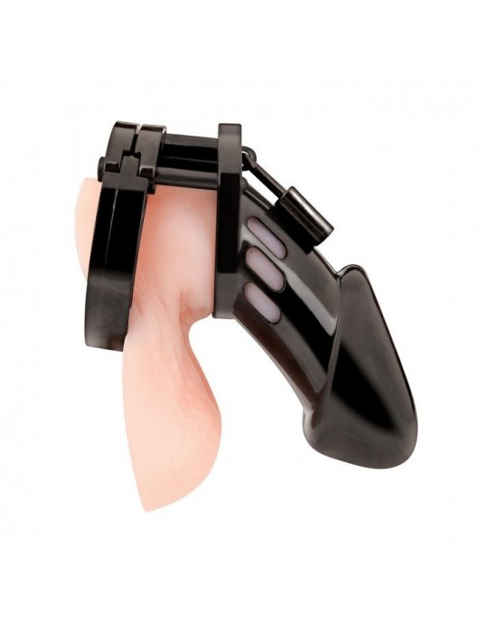 Черная акриловая клетка целомудрия для члена с замком - BlueLine - купить с доставкой в Новошахтинске